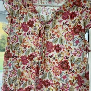 Lucky Brand Floral Pink and Cream Blouse